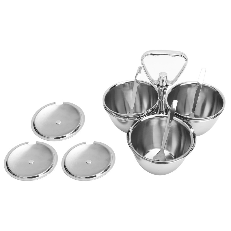Spice Rack Kitchen Stainless Steel Seasoning Pots Condiment Set Rotating
