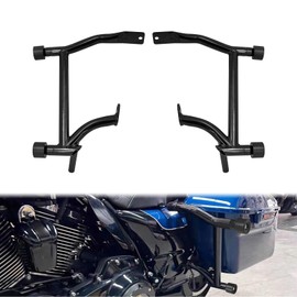 Saddlebag Guard Rear Saddlebag Crash Bars with 4 PCS Black Decorative Wheels for Motorcycle Accessories Compatible with Harley Touring 2009-2025 (Black)