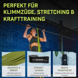 Wild Instincts Pull Up Band Strong+ 6.3 cm / Band for Pull-Ups, Fitness Bands Set/Resistance Bands Set/Elastic Band Sport/Resistance Bands for Crossfit & Stretching + Bag + Training WebApp