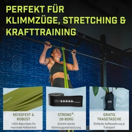 Wild Instincts Pull Up Band Strong+ 6.3 cm / Band for Pull-Ups, Fitness Bands Set/Resistance Bands Set/Elastic Band Sport/Resistance Bands for Crossfit & Stretching + Bag + Training WebApp