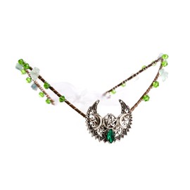 MYAROMA FINDINGS Wiccan Moon with Green Stone Goddess Headpiece for Renaissance Faire Custome Women Wedding Flower Crown Fairy Dress Bride Girl Accessorices Princess Renfaire Headbands 12