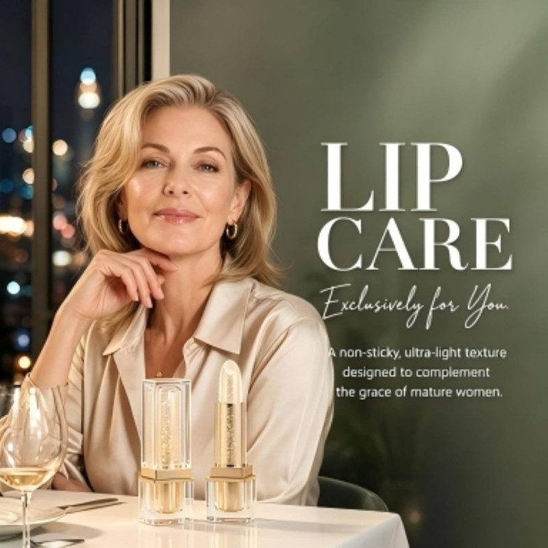 Colour Changing Lipstick, Clear‑Pink Gold Foil Lip Balm for Mature