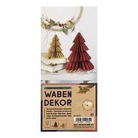 folia 49213 Honeycomb Decoration Berry Xmas Trees, Christmas Pendant, Set of 2, Height Approx. 20 and 13 cm, Foldable Christmas Decoration for Indoor Use