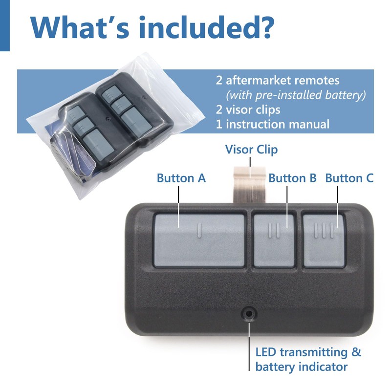 2 for Chamberlain Liftmaster Craftsman Garage Door Opener Remote 893LM