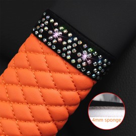 AICEL 2 Pcs Auto Seat Belt Cover, Sparkling Rhinestone Shoulder Strap for a More Comfortable Driving, Harness Pads Protect Your Neck, Accessories Compatible with All Cars and Backpack (Orange)