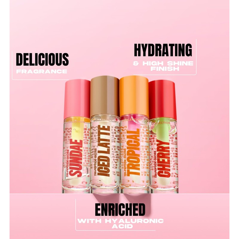 Collection Cosmetics Tri-Peptide Gloss, Lip Gloss, Hydrating Formula, 6.5ml, Sundae