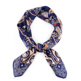 Bufanda de seda de morera 100% pura de 27 x 27 pulgadas, bufanda cuadrada para la cabeza, bufanda para el cuello, bufanda para la cabeza para mujeres con embalaje de regalo, Blue-tree & Bird, 27in