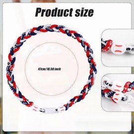 Baseball Necklace, Nylon Baseball Rope Necklaces Sports Necklace Baseball Chain for Boy Teens Adults Baseball Team Lovers (Red)
