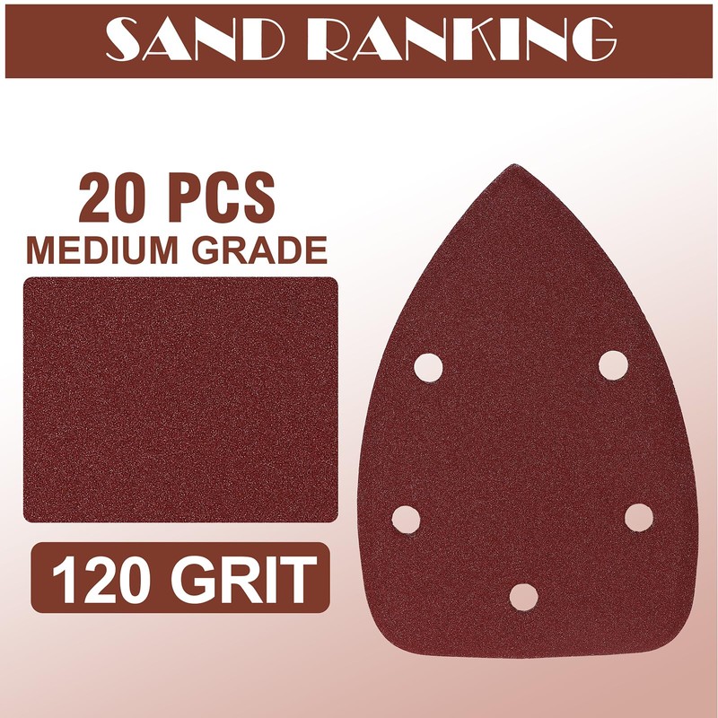 120 Grit Mouse Sander Sandpaper, Jamiikury 5 Hole Detail Sander