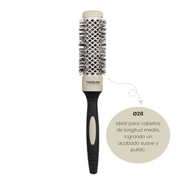 Termix Evolution Soft Ø28, Cepillo Redondo Profesional para Cabello Fino y Frágil, Fibras Ionizadas, Secado Rápido con Perforado Romboidal, Mango Ergo