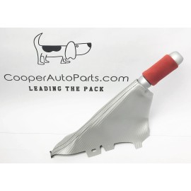 CooperAutoParts.com 2002-2006 R50 R53 Mini Cooper Silver Carbon W/Black Stitch Fiber Parking Brake