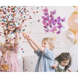 24PCS 3D Butterfly Wall Sticker Decor,3D Butterflies Stickers for Party Decorations with Magnets and Gum Removable and Reusable (Pink)