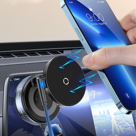 RFVBNKO [2025 Latest Rapid Charging] Smartphone Holder, Car Charging, Vacuum Suction Cup Compatible, Magsafe, Ultra Strong Magnet, Car Smartphone Holder, Wireless Charger, Magnetic Safe, Smartphone
