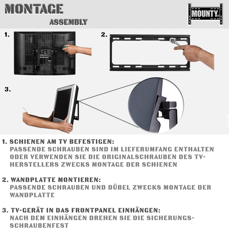 MOUNTY TV Wandhalterung neigbare TV Halterung bis 30 kg belastbar