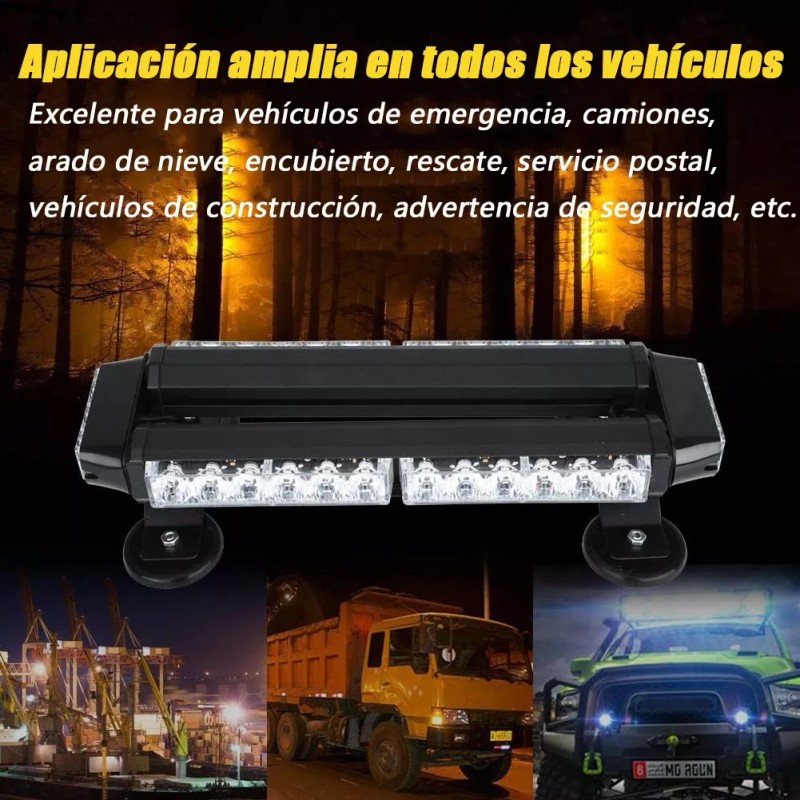 PUNKZZ Barra Torreta Estrobo Codigo Leds Con Base Magnética 14