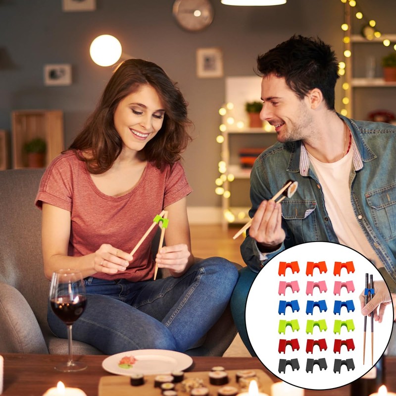 WELANE Chopstick Helpers, 18 PCS Plastic Training Chopstick Connector Holder