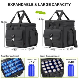 YOUNGOA 36L Large Soft Cooler Insulated Cooler Bag Soft Sided Collapsible Coolers for Travel, Camping, Beach. Leakproof, Waterproof, Expandable, 36L (Black)