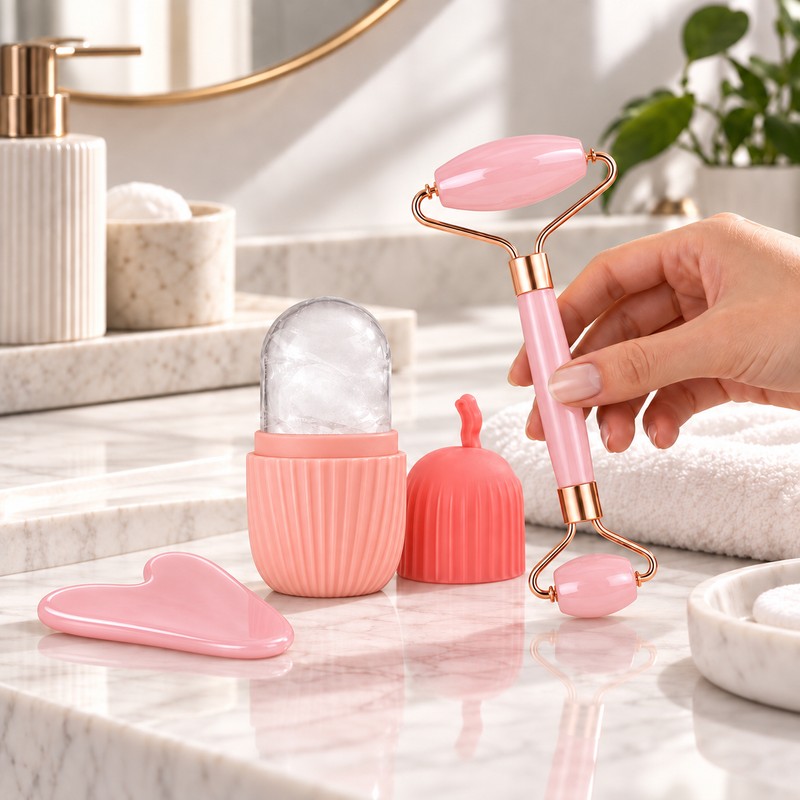 Double-Ended Face Roller for Daily Facial Massage – Dual-Size Manual