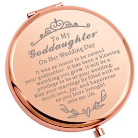 WSNANG to My Goddaughter On Wedding Day Gift Compact Makeup Mirror Godmother to Bride Gift Pocket Mirror (Goddaughter Her Mirror)