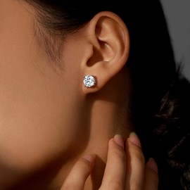 Moissanite Stud Earrings for Women 0.8Ct-4Ct, Gifts for Wife Mom Girlfriend Anniversary Jewelry Present for Wife, Birthday Valentines Wedding Marriage (3 CTW 1.5 Ct Each)