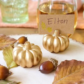 Kate Aspen - Portatarjetas de calabaza dorada (juego de 6), ajuste de lugar, perfecto para decoración de mesa de Acción de Gracias, bodas temáticas de otoño, brunches de novia