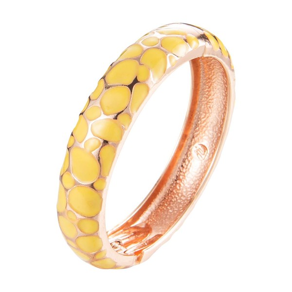 UJOY Enamel Wide Bangle with Gold Trim for Women, Handmade