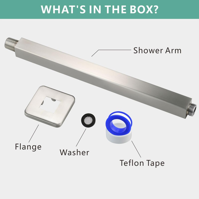 Voolan Shower Arm with Flange, Ceiling Mounted Fixed Shower Pipe,