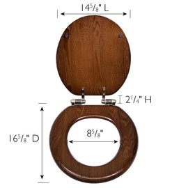 Dalton Wooden Round Soft Close Toilet Seat, Java Brown, Quick Release, Easy to Install – Design House