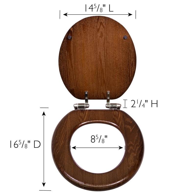 Dalton Wooden Round Soft Close Toilet Seat, Java Brown, Quick