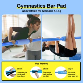 Safly Fun Gymnastics Bar with Mat for Kids 3-9, Foldable & Adjustable 35"-51", Supports 145Lbs with Pad, Easy to Assemble, Gymnastics Equipment for Indoor/Outdoor Training