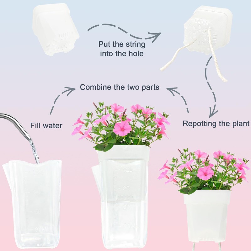 15 Pack 2" Self Watering Pots for Indoor Plants,Mini Clear
