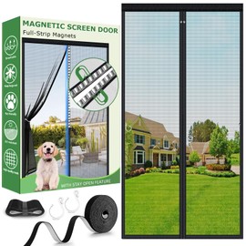 Hofudon Upgraded Magnetic Screen Door, Heavy Duty Fiberglass Mesh, Quick Close Full Strip Magnets, Door Screen Magnetic Closure for Single Door Size 36 x 80 Inch, Screen Door Size 39 x 82 Black