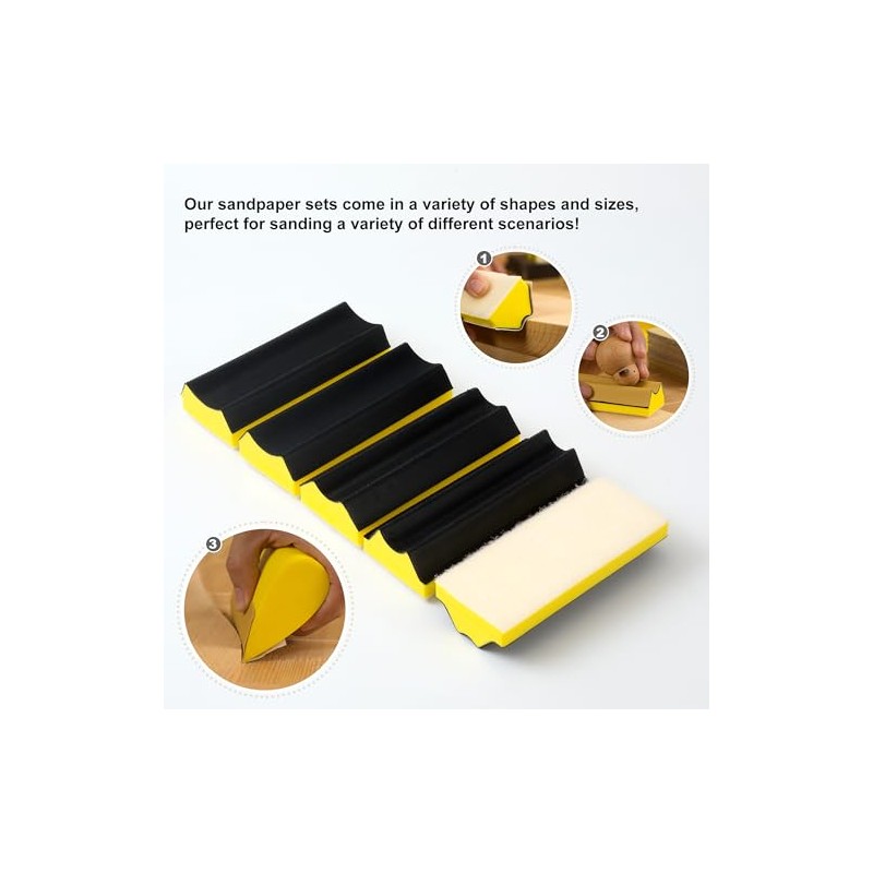 56 PCS Hand Sanding Block Set Include 16 PCS Contoured