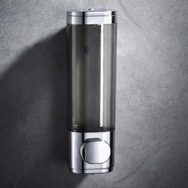 Wall-Mounted Liquid Soap Dispenser, Manual Shower Gel Dispenser, Waterproof Soap Dispenser, Soap Shampoo Gel Dispenser, Suitable for Bathroom, Bathroom, Hotels, 300 ml