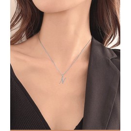 YL Initial Pendant Necklace for Women 925 Sterling Silver N Letter Pendant Cubic Zirconia Alphabet Jewelry