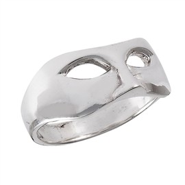 Opera Mask Bandit Phantom Eye Cutout Ring .925 Sterling Silver Band Size 7