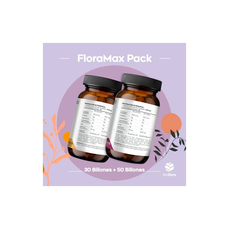 Pack Probióticos y Prebióticos Bioflora Max 30 Billones 35 CAPS