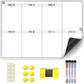 Dry Erase Refrigerator Magnetic Sheet Calendar, Easy to Erase, Peel and Stick on Wall, Supports Bulletin Boards, Schedules, Memos, A3 Size (Weekly Calendar)