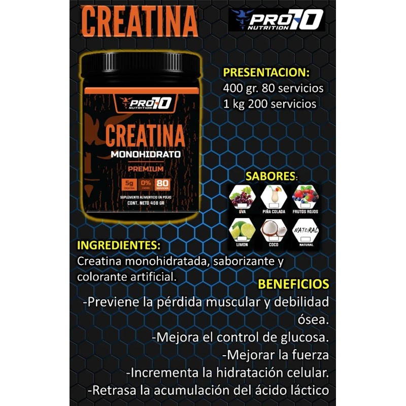 Creatina Monohidrato Pro 70 Nutrition Premium (400 Gr)