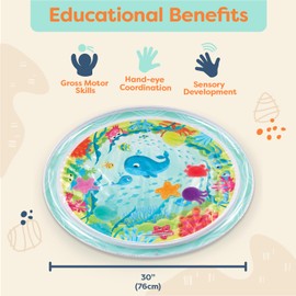 B. toys – Baby Inflatable Tummy Time Mat 6 Removable Sea Animals Water Activity Mat for Babies Easy to Clean – 6+ Months Wonder Waves