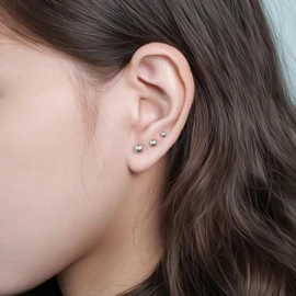 TitanHeart Hypoallergenic Titanium Screw Back Flat Back Ball Stud Earrings 3mm-5mm Simple Classic Stud Earrings for Women Men Sensitive Ears(Silver,3mm)