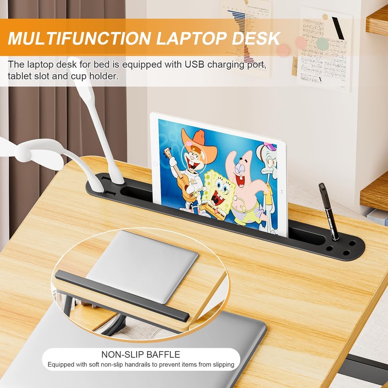 Laptop Desk for Bed, Adjustable Laptop Stand with 5 Different