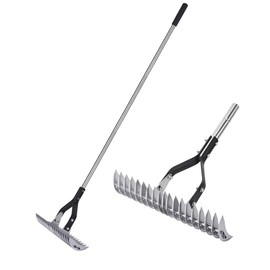YEELOR Thatch Rake - 15-Inch Wide Adjustable Handle Thatching Rakes, Adjustable Rake Head Weed Tool, Weed rake for Removing Dead Grass, Combing Lawn & Aerating Garden Soil
