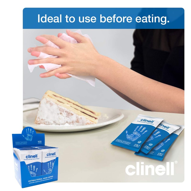 Clinell Antibacterial Hand Wipes Moisturising Antibacterial Wipes with Aloe Vera,
