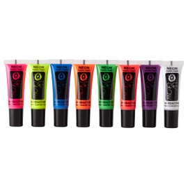 UV Glow - Neon UV Fabric Paint - 10ml - Textile paint for clothes, t-shirts, bags, shoes & canvas (10 ml (Pack of 8))