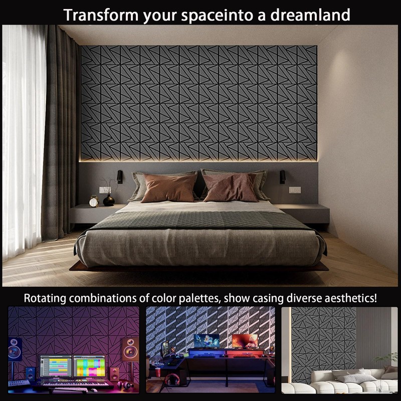 12 Pack Self-Adhesive Soundproof Wall Panels, 12 x 12 x