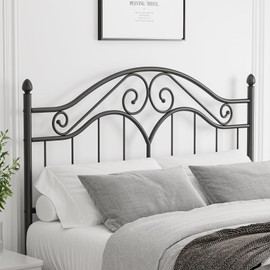 Elephance Headboard for Full Size Bed Frame, Vintage Platform Bed Metal Headboard Only, Height Adjustable, Sturdy and Stable, Full Size, Easy Assembly, Black