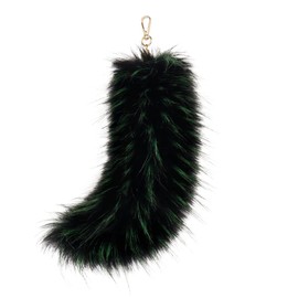 QinRuan Fluffy women's bag fox tail pendant keychain, cosplay faux fur animal tail keychain hanging chain hook 9.2in