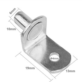 50 Pack Shelf Support Pegs 6mm L-Shaped Clips for Kitchen & Bookcase Shelf Cabinet Closet Shelf Bracket Pegs with Hole, Polished Nickel