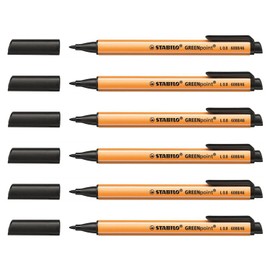 Pack of 6 - Stabilo GREENPoint, Stroke Width: 0.8 mm, Black